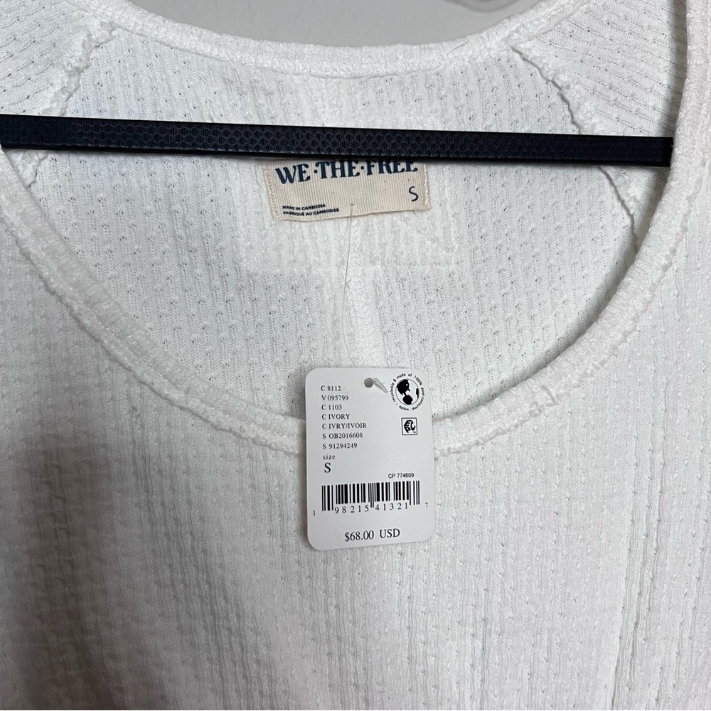 Free People Women's Found Your Babydoll Thermal Top Size: Small Ivory/white - Picture 3 of 4